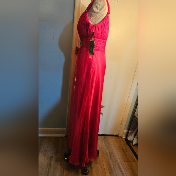 Chic Red Maxi Dress with Embellished Waist, Size 12 - Picture 10 of 10